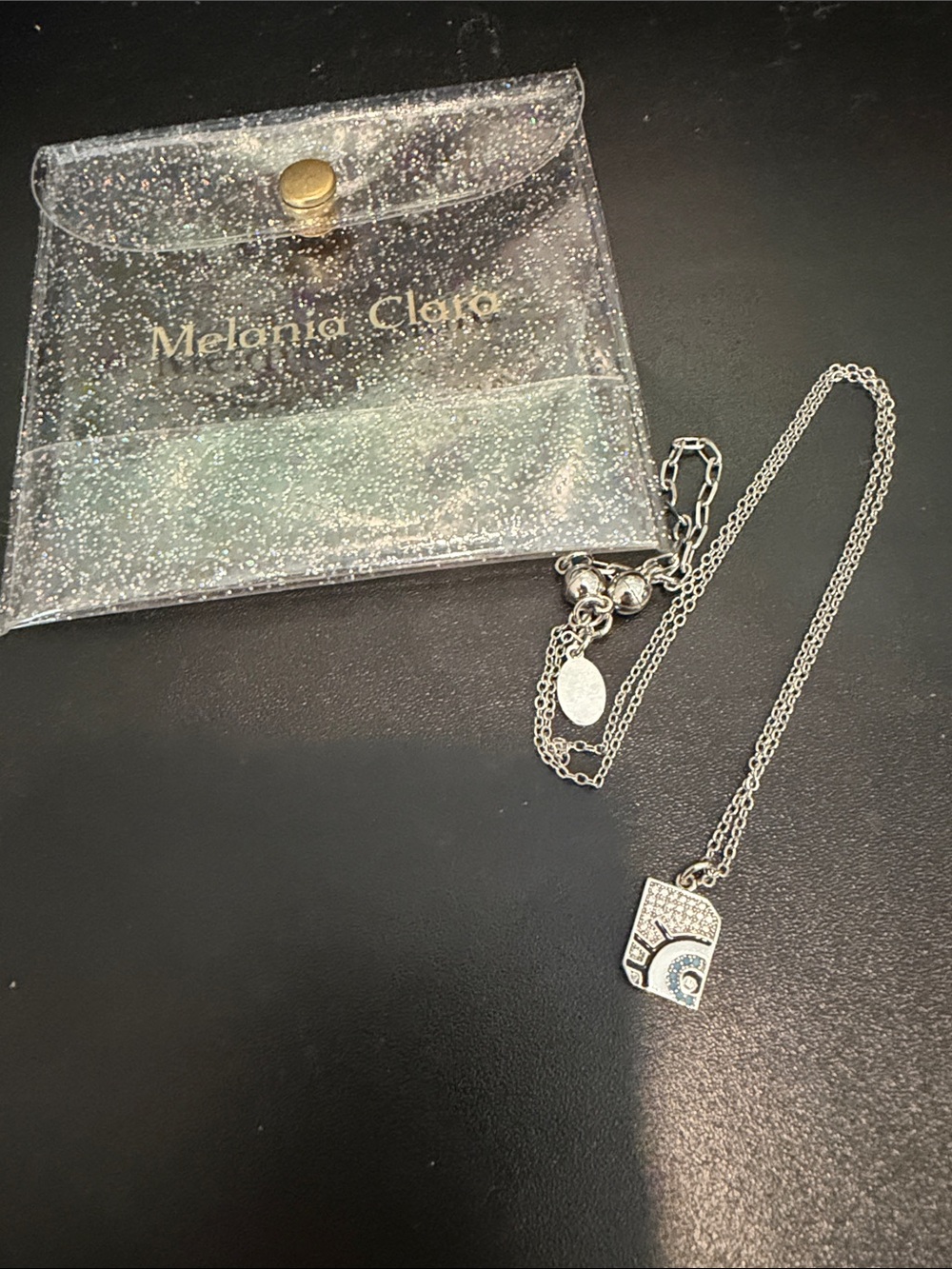 Melania Clara Silver Pendant Necklace 18” with 3” magnetic extender